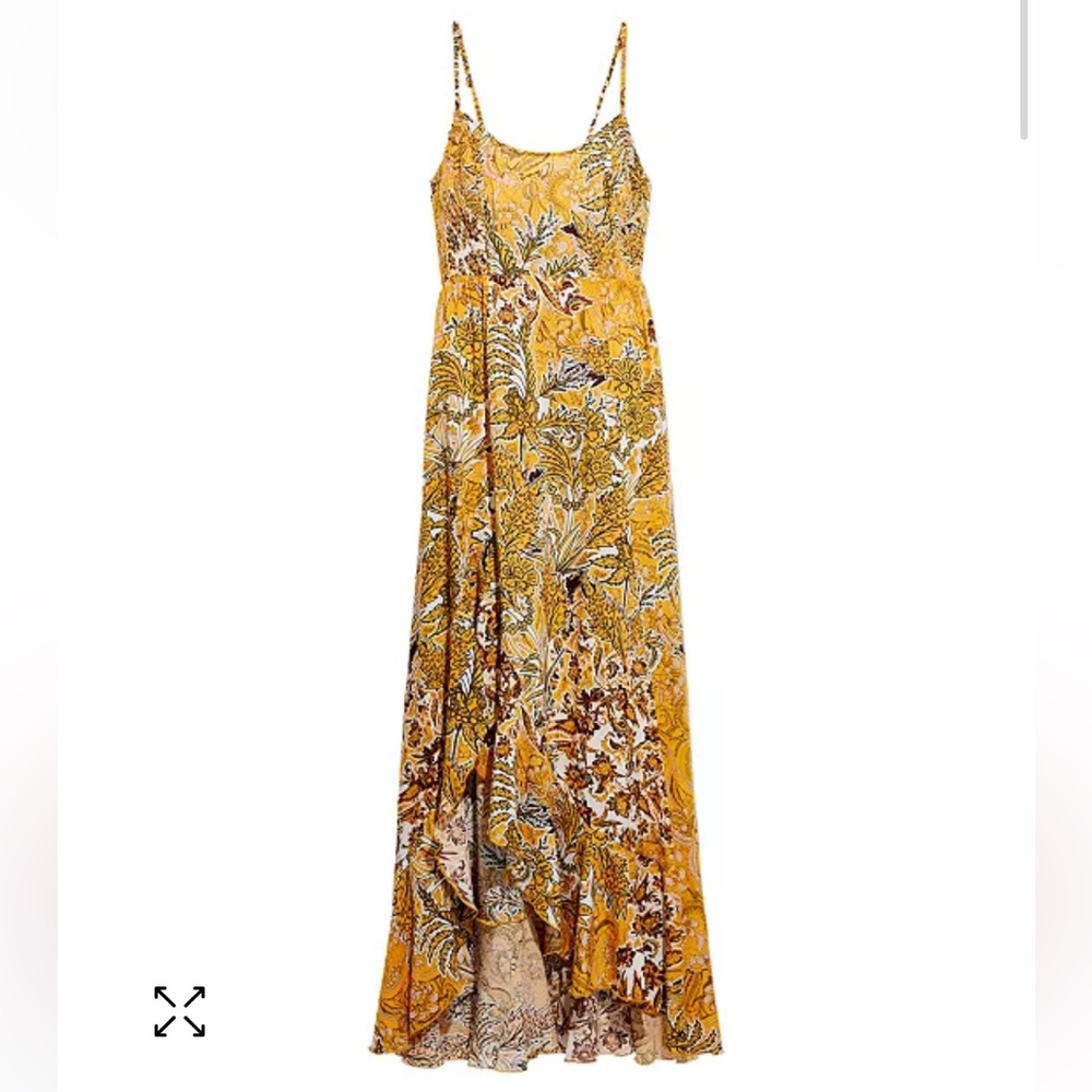 Free People yellow smocked slip maxi dress